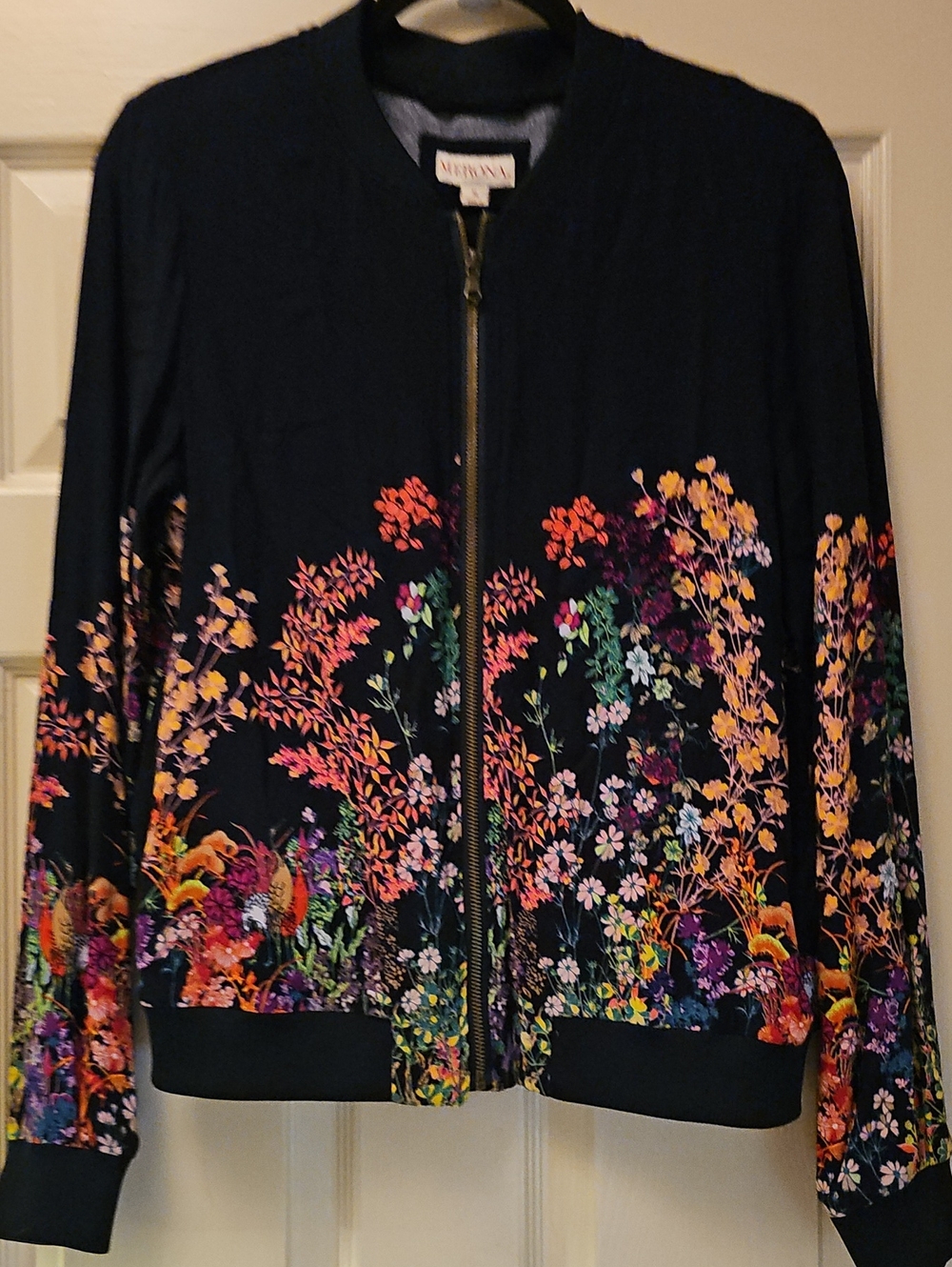 Merona Black Floral Bomber Jacket